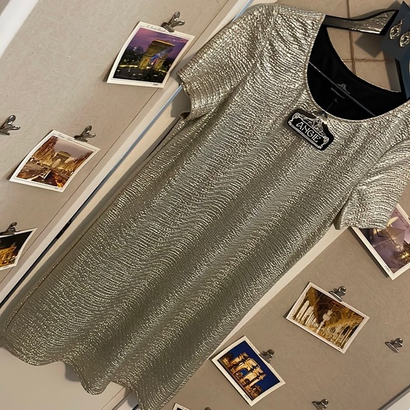 🛍️B2G1 FREE🛍️Outfit: NWT earrings & NWT Angie metallic dress - Picture 6 of 10